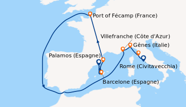 Itinéraire de la croisière Barcelone (Espagne), Palma de Majorque (Baléa...