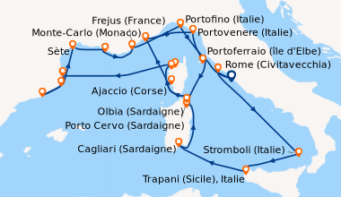 Itinéraire de la croisière Rome (Civitavecchia), Porto Santo Stefano (To...
