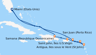 Itinéraire de la croisière Miami (Etats-Unis), En mer, En mer, Saint Joh...
