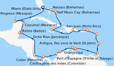 Itinéraire de la croisière Miami (Etats-Unis), Nassau (Bahamas), Half Mo...
