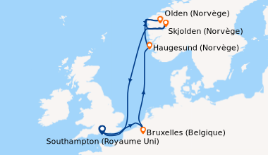 Itinéraire de la croisière Southampton (Royaume Uni), Bruxelles (Belgiqu...