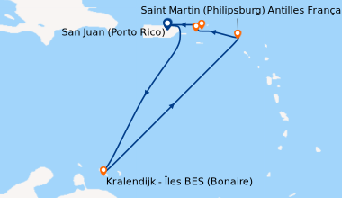 Itinéraire de la croisière San Juan (Porto Rico), En mer, Kralendijk - Î...