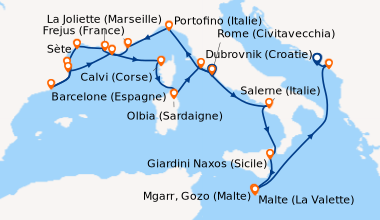 Itinéraire de la croisière Rome (Civitavecchia), En mer, Portofino (Ital...