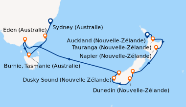 Itinéraire de la croisière Auckland (Nouvelle-Zélande), Tauranga (Nouvel...