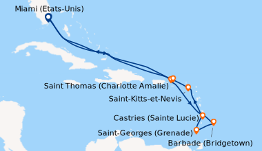 Itinéraire de la croisière Miami (Etats-Unis), En mer, En mer, Saint Tho...