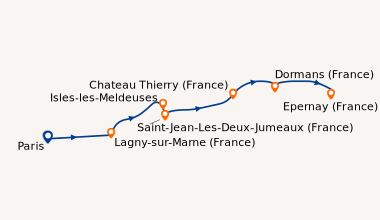 Itinéraire de la croisière De Paris à la Champagne, l'art de vivre à la française en croisière, patrimoine et saveurs au fil de l'eau (formule port/port) (PCE_AIPP)