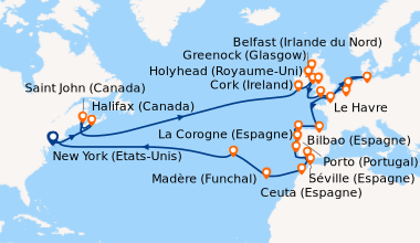 Itinéraire de la croisière New York (Etats-Unis), En mer, Halifax (Canad...