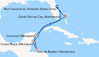 Itinéraire de la croisière Port Canaveral, Orlando (Etats-Unis), Great S...