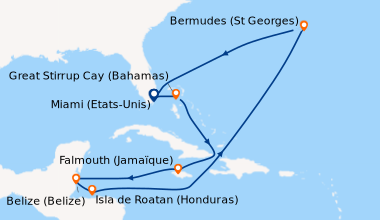 Itinéraire de la croisière Miami (Etats-Unis), Freeport (Bahamas), En me...