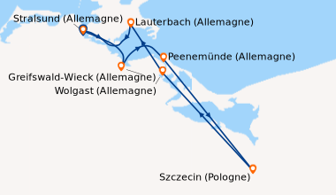 Itinéraire de la croisière Croisière au cœur des plus beaux paysages de la Baltique. Entre nature préservée et villes de caractère (SZW_FIDPP)