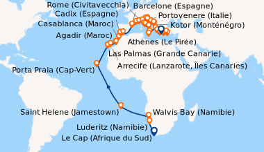 Itinéraire de la croisière Le Cap (Afrique du Sud), En mer, Luderitz (Na...