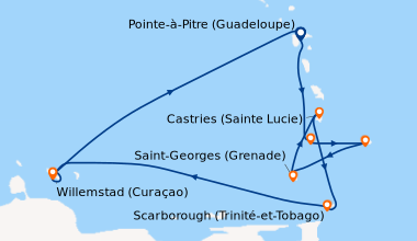 Itinéraire de la croisière Secrets des Caraïbes