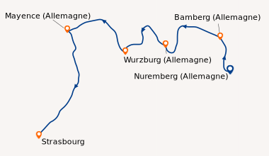 Itinéraire de la croisière Croisière au cœur des marchés de Noël de Bavière et d'Alsace (NRS_MNPP)