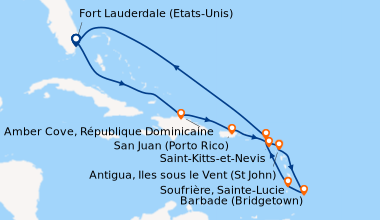 Itinéraire de la croisière Fort Lauderdale (Etats-Unis), En mer, Amber C...