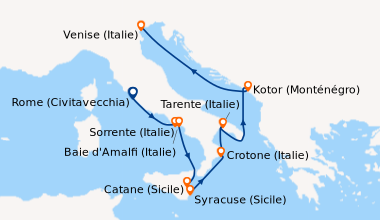 Itinéraire de la croisière Rome (Civitavecchia), Sorrente (Italie), Baie...