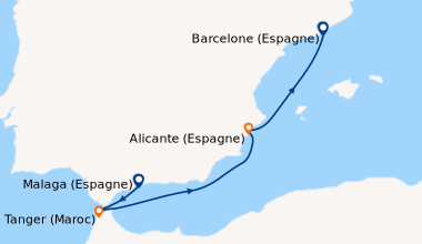Itinéraire de la croisière Malaga (Espagne), Tanger (Maroc), En mer, Ali...