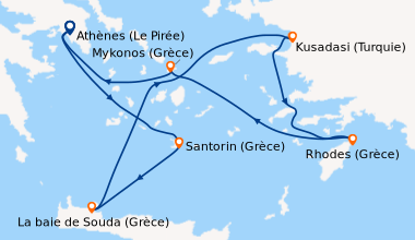 Itinéraire de la croisière Athènes (Le Pirée), En mer, Alexandrie (Egypt...