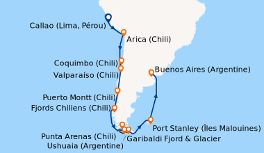 Itinéraire de la croisière Callao (Lima, Pérou), Callao (Lima, Pérou), E...