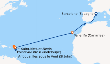 Itinéraire de la croisière Pointe-à-Pitre (Guadeloupe), Saint Martin (Ph...
