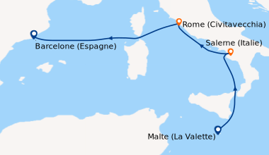 Itinéraire de la croisière Malte (La Valette), Malte (La Valette), Saler...