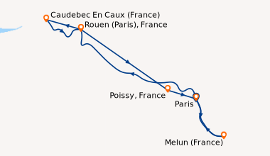 Itinéraire de la croisière L'HISTOIRE DE FRANCE DE PARIS À LA NORMANDIE Et l'exceptionnel rassemblement de grands voiliers de l'Armada de Rouen (formule port/port) (PNR_ARMPP)