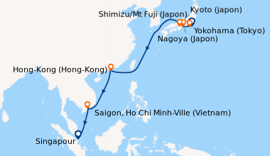 Itinéraire de la croisière Yokohama (Tokyo), Shimizu/Mt Fuji (Japon), Na...