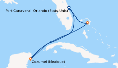 Itinéraire de la croisière Port Canaveral, Orlando (Etats-Unis), Castawa...