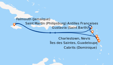 Itinéraire de la croisière Saint Martin (Philipsburg) Antilles Française...