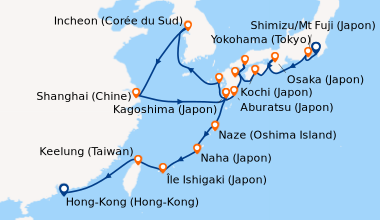 Itinéraire de la croisière Yokohama (Tokyo), Shimizu/Mt Fuji (Japon), En...