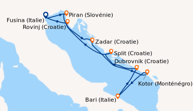 Itinéraire de la croisière Fusina (Italie), Piran (Slovénie), Zadar (Cro...