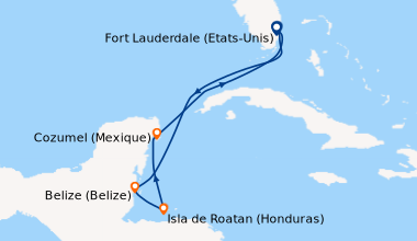 Itinéraire de la croisière Fort Lauderdale (Etats-Unis), En mer, Belize ...