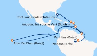 Itinéraire de la croisière Manaus/Amazon  to Fort Lauderdale