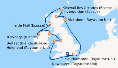 Carte de l'itinéraire de la croisière