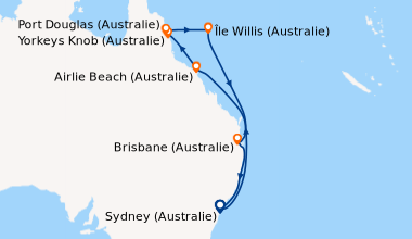 Itinéraire de la croisière Sydney (Australie), En mer, En mer, Airlie Be...
