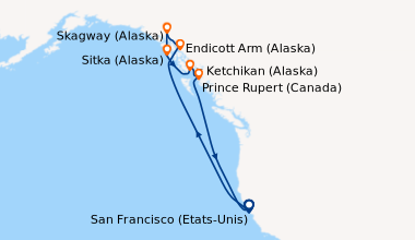 Itinéraire de la croisière San Francisco (Etats-Unis), En mer, En mer, K...