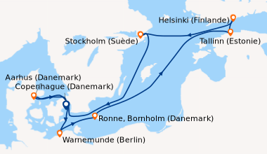 Itinéraire de la croisière Copenhague (Danemark), Warnemunde (Berlin), R...