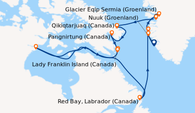 Itinéraire de la croisière Nuuk (Groenland), Sisimiut Holsteinsborg (Gro...