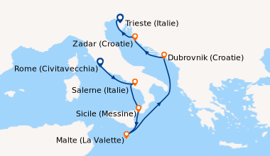 Itinéraire de la croisière Rome (Civitavecchia), Salerne (Italie), Sicil...