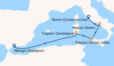 Itinéraire de la croisière Malaga (Espagne), Malaga (Espagne), En mer, C...
