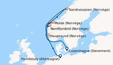 Itinéraire de la croisière Hambourg (Allemagne), En mer, Haugesund (Norv...