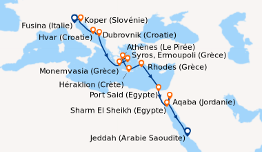Itinéraire de la croisière Fusina (Italie), Koper (Slovénie), Hvar (Croa...