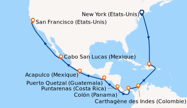 Itinéraire de la croisière New York (Etats-Unis), En mer, En mer, Puerto...