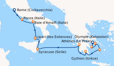 Itinéraire de la croisière Rome (Civitavecchia), Ponza (Italie), Baie d'...