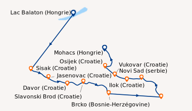 Itinéraire de la croisière Le Lac Balaton, la Sava authentique et le Danube majestueux (ZGB_PP)