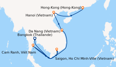 Itinéraire de la croisière Bangkok (Thaïlande), Bangkok (Thaïlande), En ...