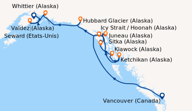 Itinéraire de la croisière Vancouver (Canada), En mer, Ketchikan (Alaska...