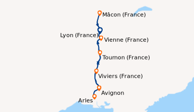 Itinéraire de la croisière De la Bourgogne à la Camargue : sur la Saône et le Rhône (LSR_PP)