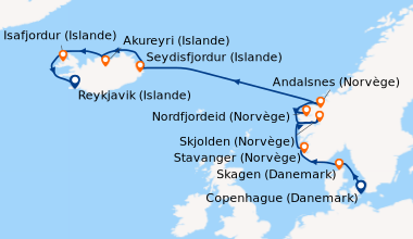 Itinéraire de la croisière Copenhague (Danemark), Skagen (Danemark), Sta...