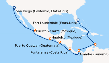 Itinéraire de la croisière San Diego (Californie, Etats-Unis), En mer, E...