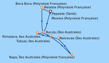Itinéraire de la croisière Îles Australes avec Rapa